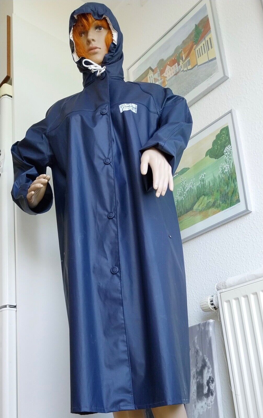 Blue Grundens Pvc. Rain coat rain jacket rubber coat East Frisian mink rubber jacket