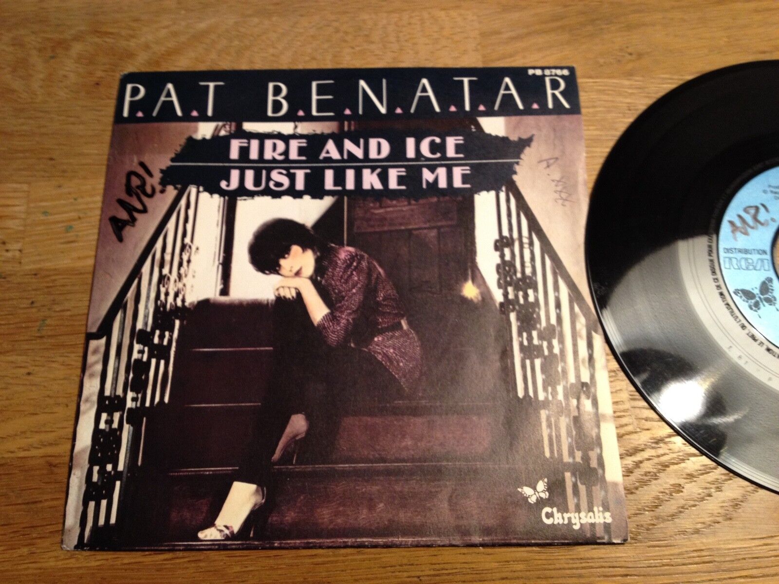 PAT BENATAR "FIRE AND ICE/JUST LIKE ME" FRENCH 1981 SINGLE SACEM CHRYSALIS RARE