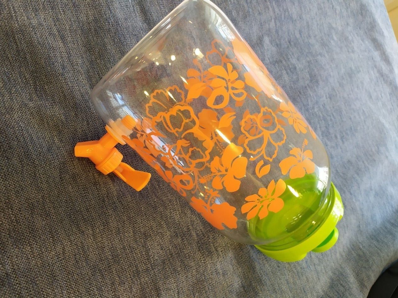 Bottle clear with flowers on it over 3 liters