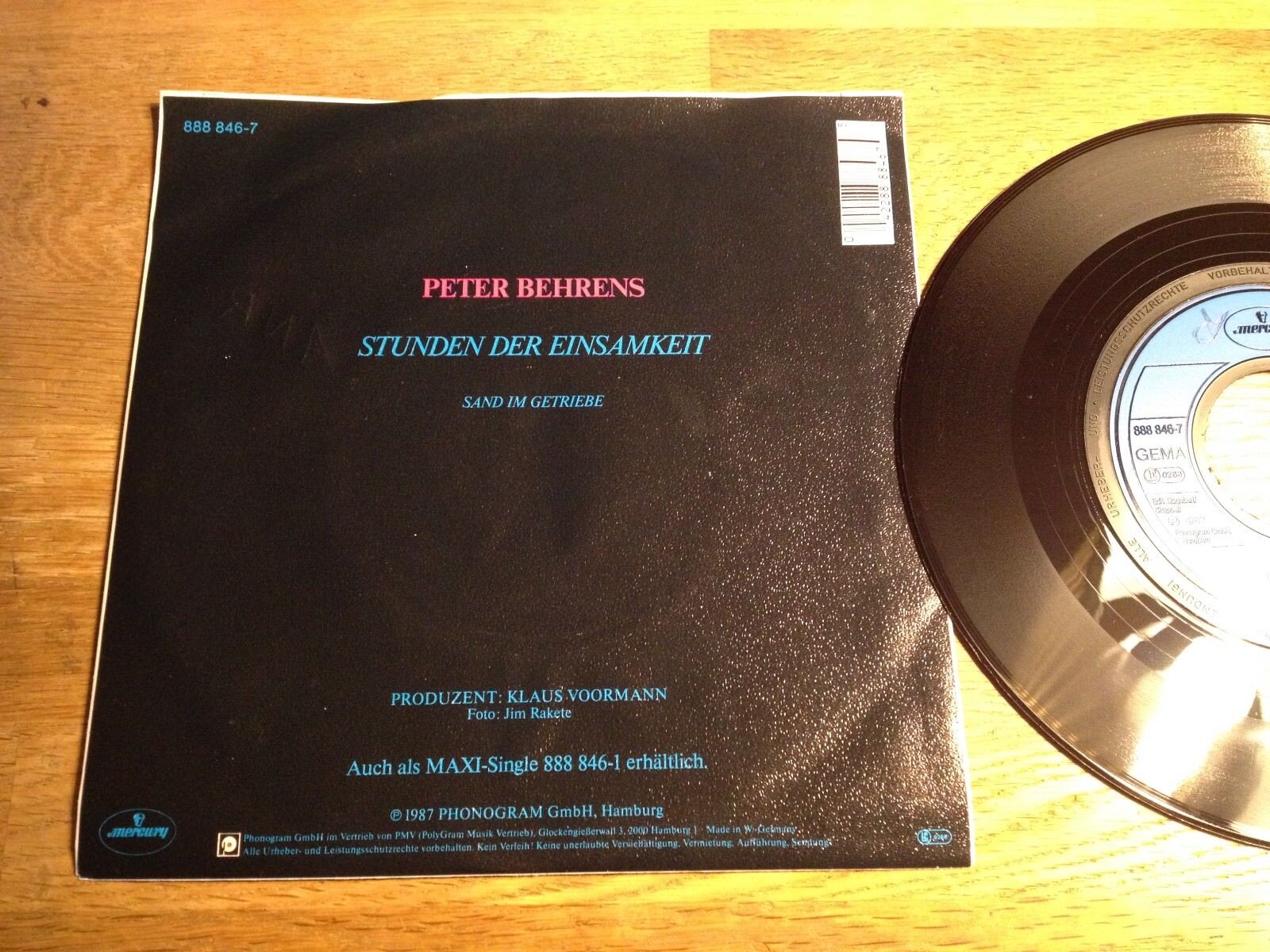 PETER BEHRENS (EX TRIO) "STUNDEN DEN EINSAMKEIT" 1987 MERCURY RECORDS W GERMANY