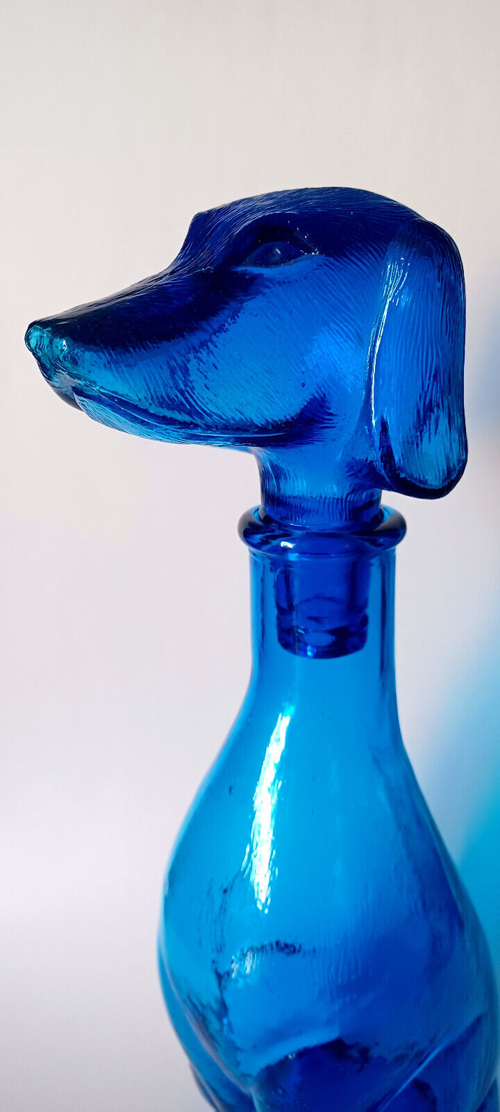 Large Italian Empoli Dog Genie Bottle Electric Blue 35 centimeters