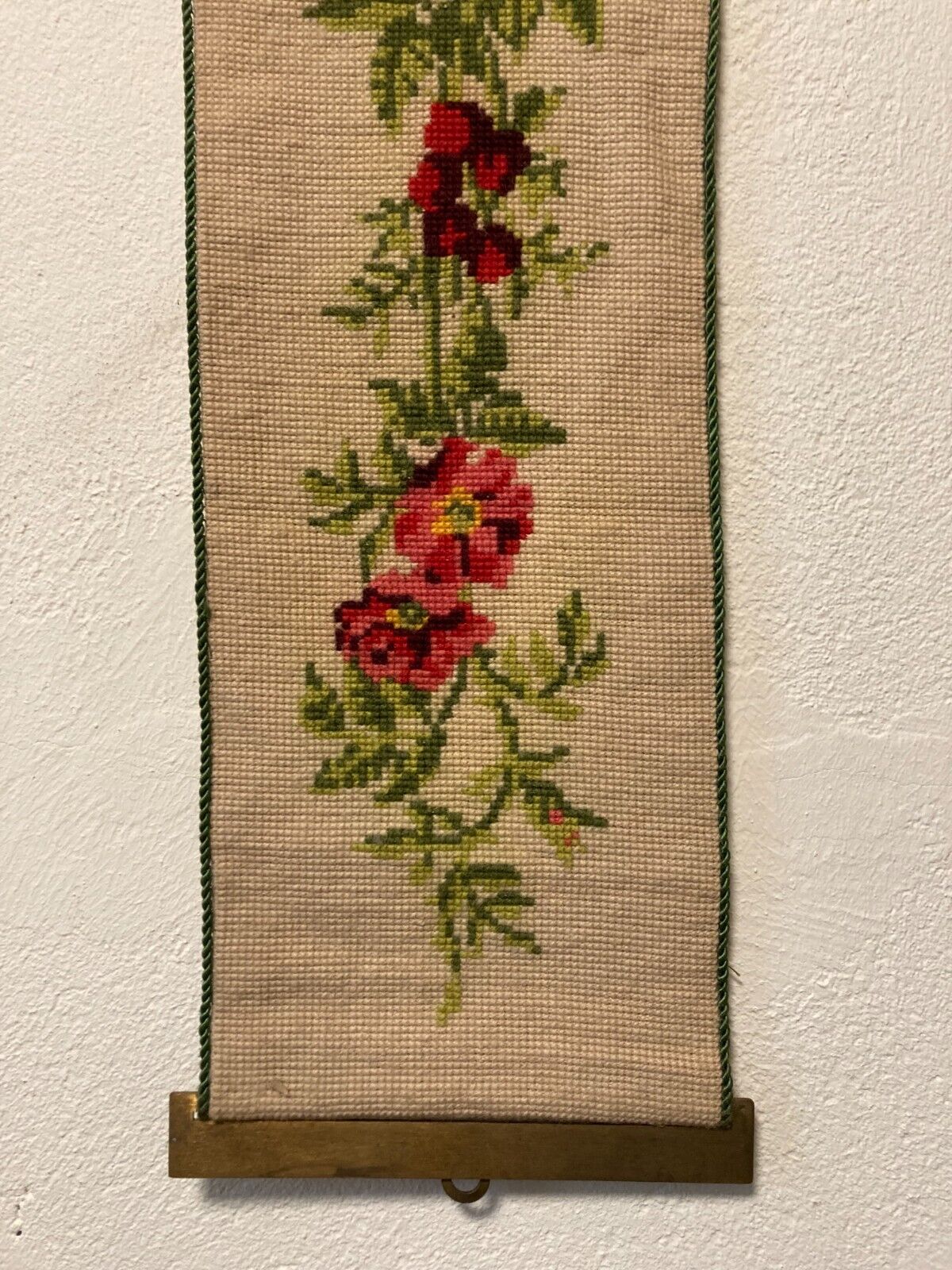 Cross Stitch Danish Hand-Embroidered Bell Pull - Floral Folk Art Design 15x90cm