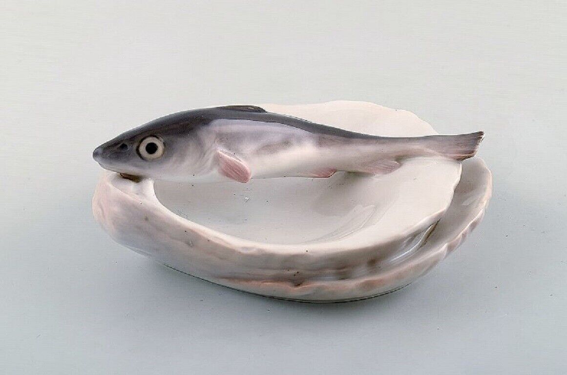 Royal Copenhagen Rare art nouveau dish with fish Early 20th century