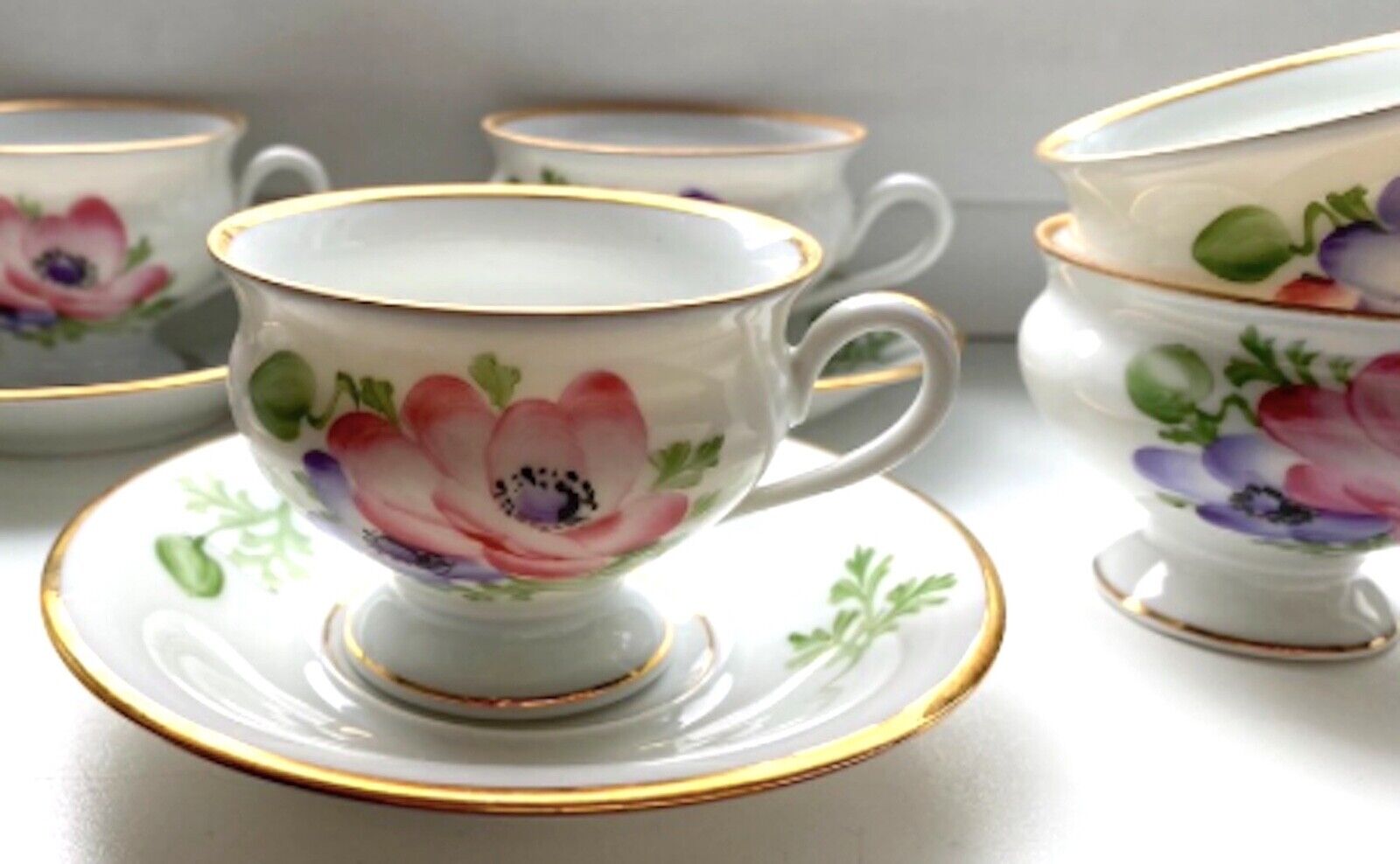 Set of 4 SETS:  Porcelain Demitasse Cup Set