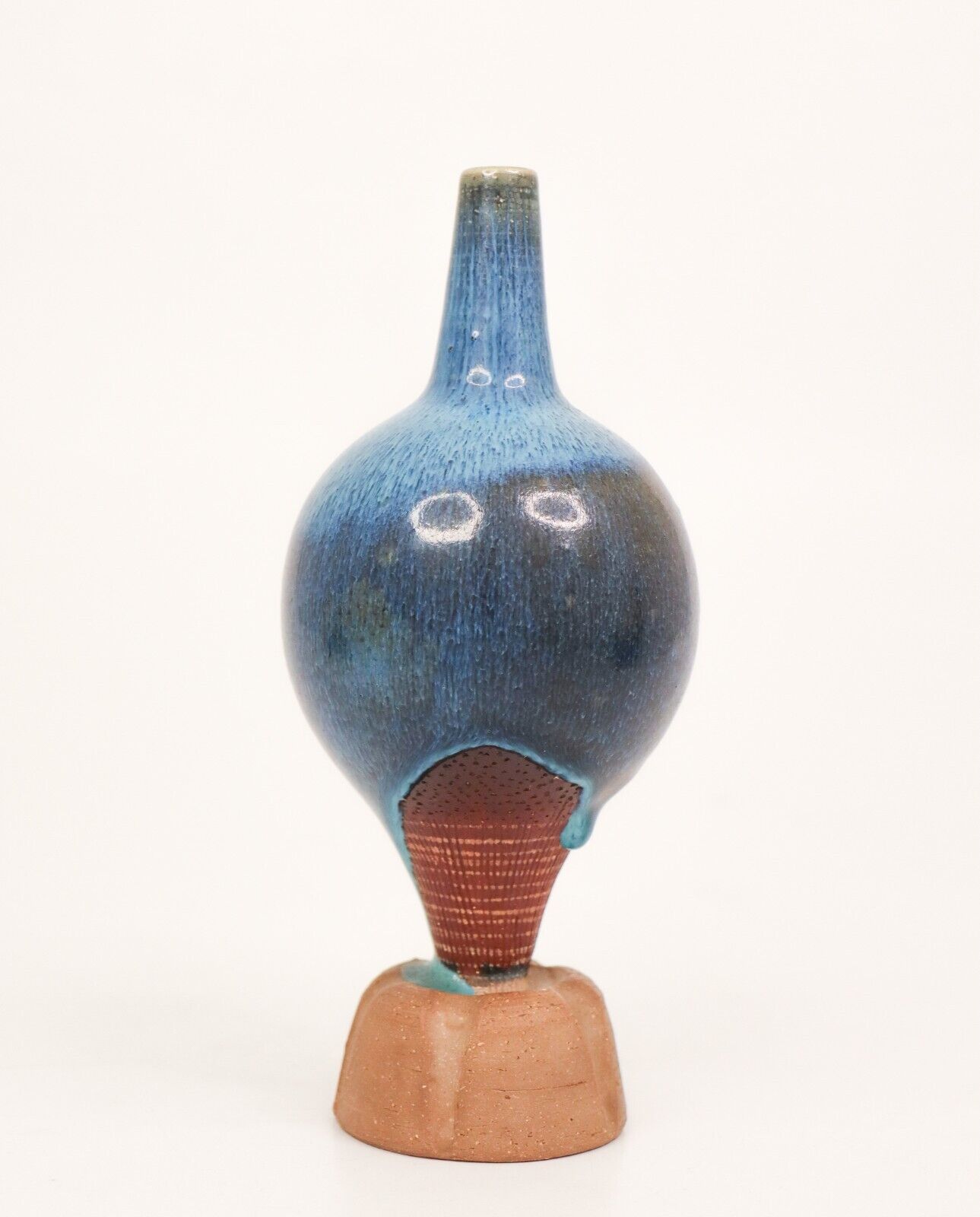 Lovely Blue Farsta Spirea Vase by Wilhelm Kåge Gustavsberg Stunning Glaze!