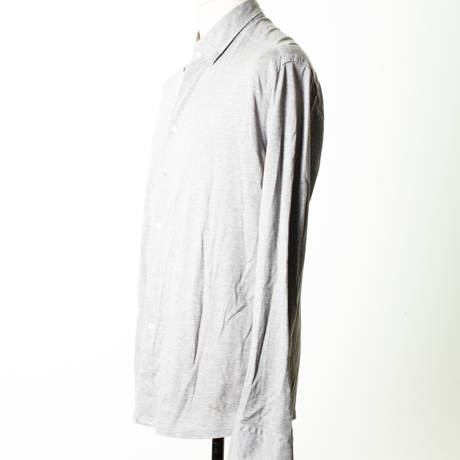 ETON Gray Pique Cotton Button-under Shirt XXL