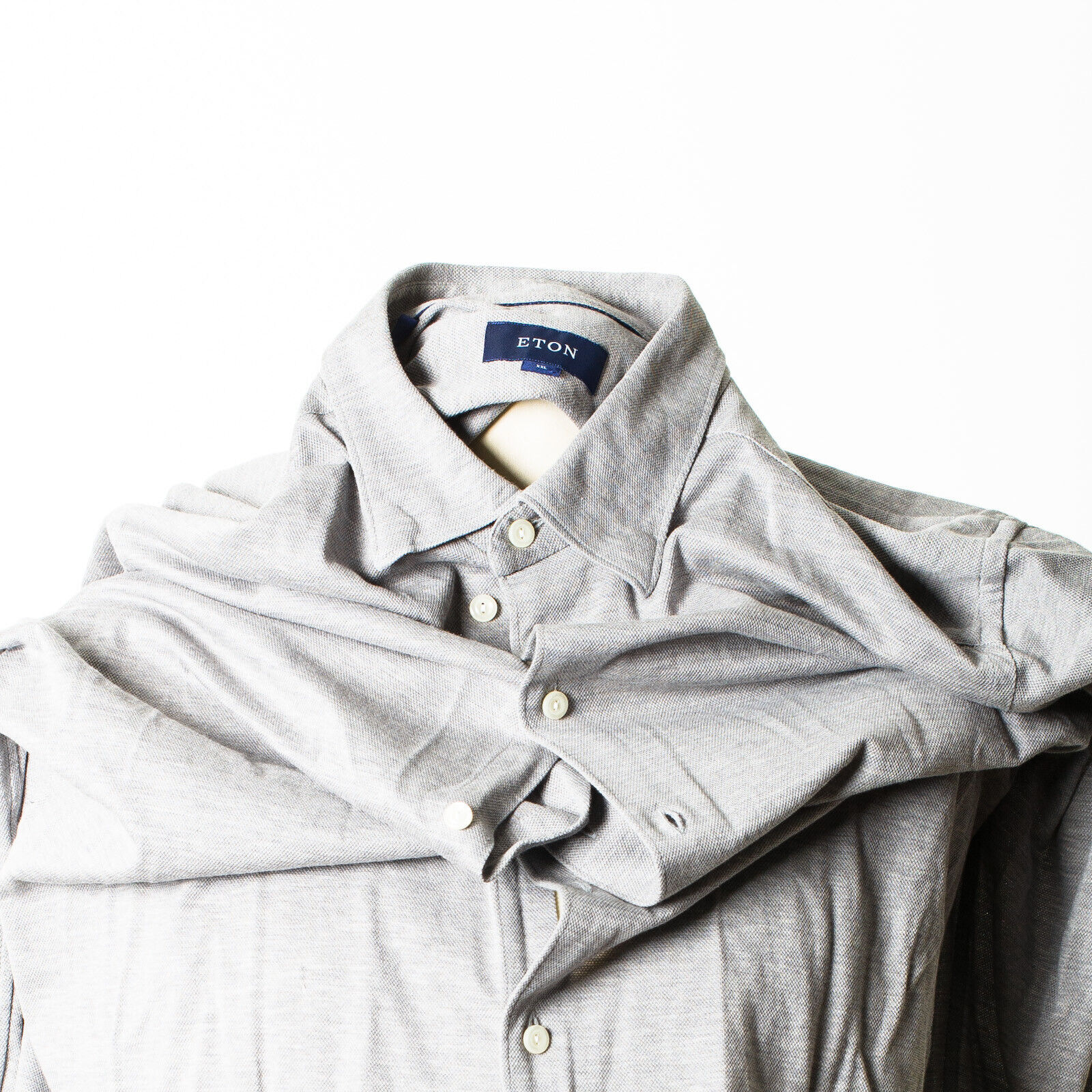 ETON Gray Pique Cotton Button-under Shirt XXL