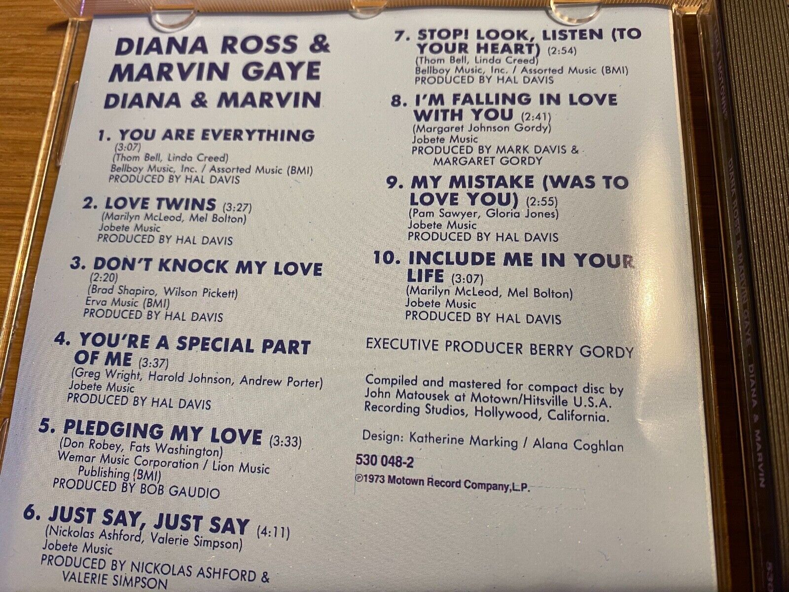 DIANA ROSS  MARVIN GAYE "DIANA  MARVIN" 1973 CD ALBUM 10 TRACK MOTOWN RECORDS*