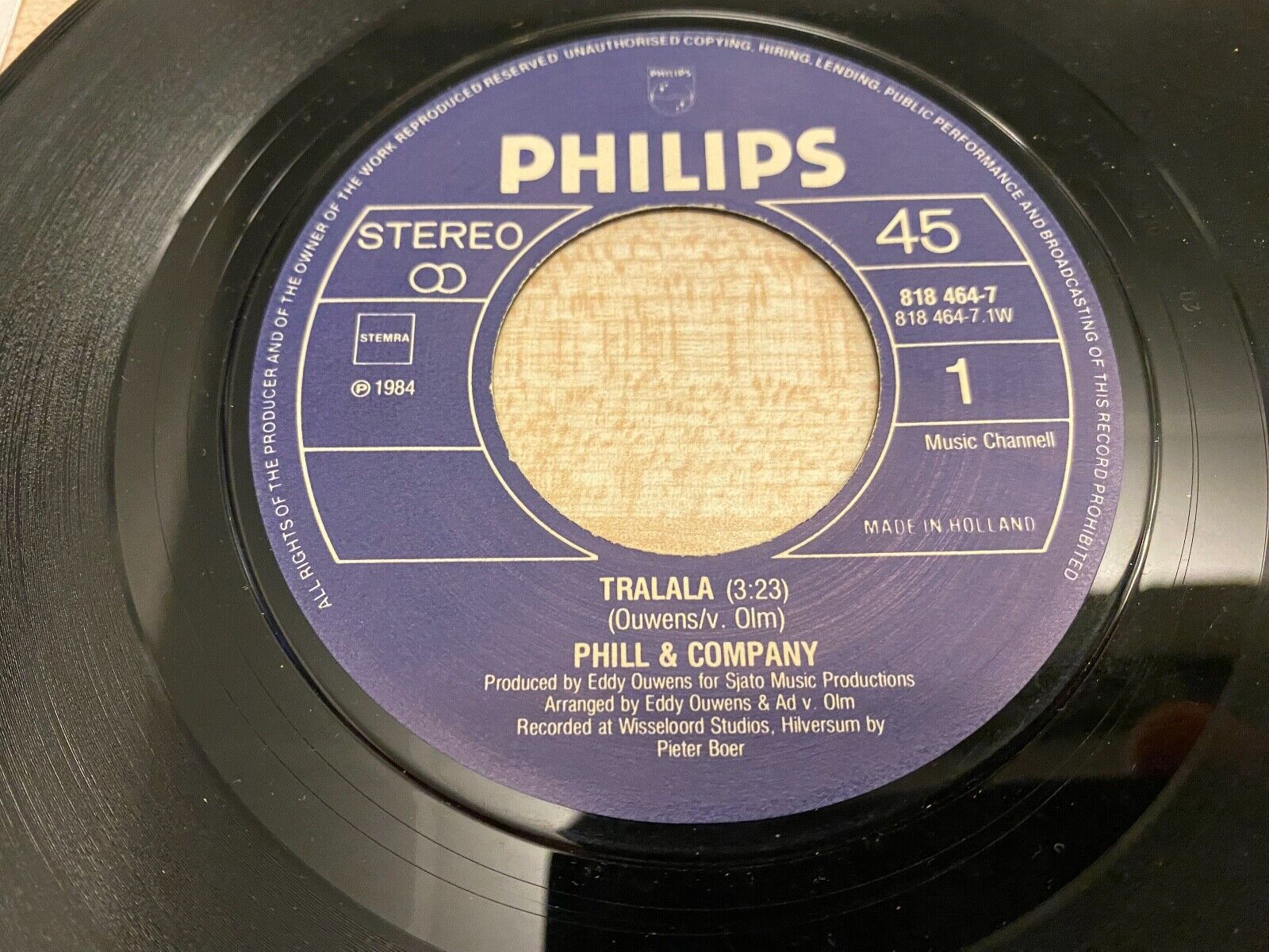 PHILL  COMPANY TRALALA/HEY HOW DO YOU DO 1984 7" VINYL SINGLE PHILIPS RECORDS*