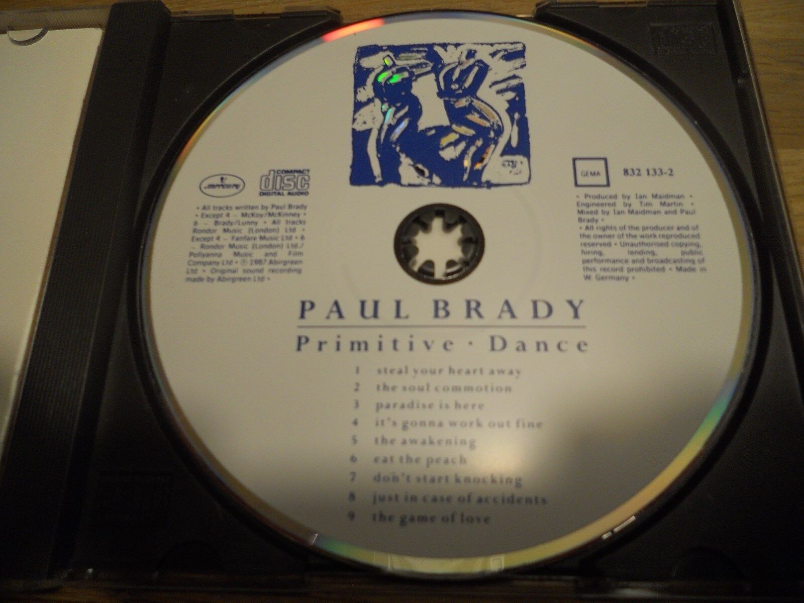 PAUL BRADY "PRIMITIVE DANCE" 1987 CD ALBUM 9 TRACKS MERCURY RECORDS GEMA USED CD