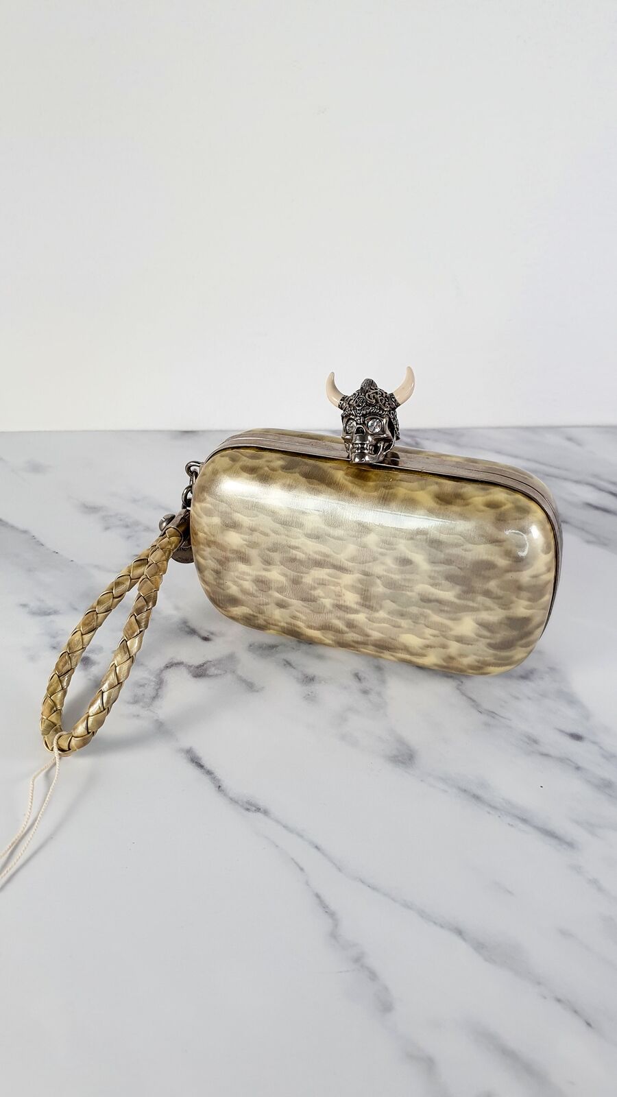 Alexander McQueen Viking Skull Box Clutch Wristlet Style 246975 000926 Bag