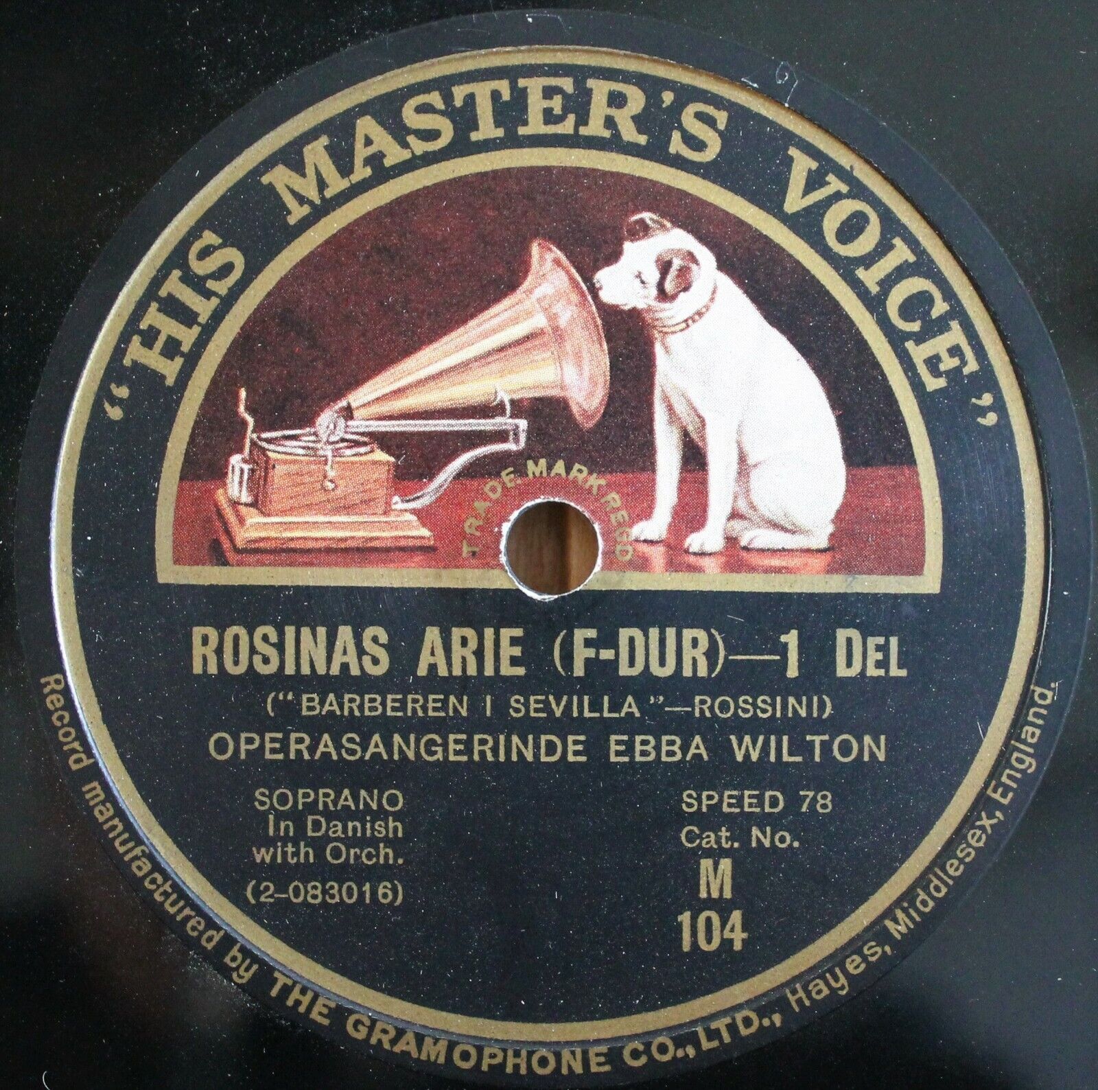 Wilton Rossini (Barbiere - Una voce poco fa) HMV M 104 NM(-)