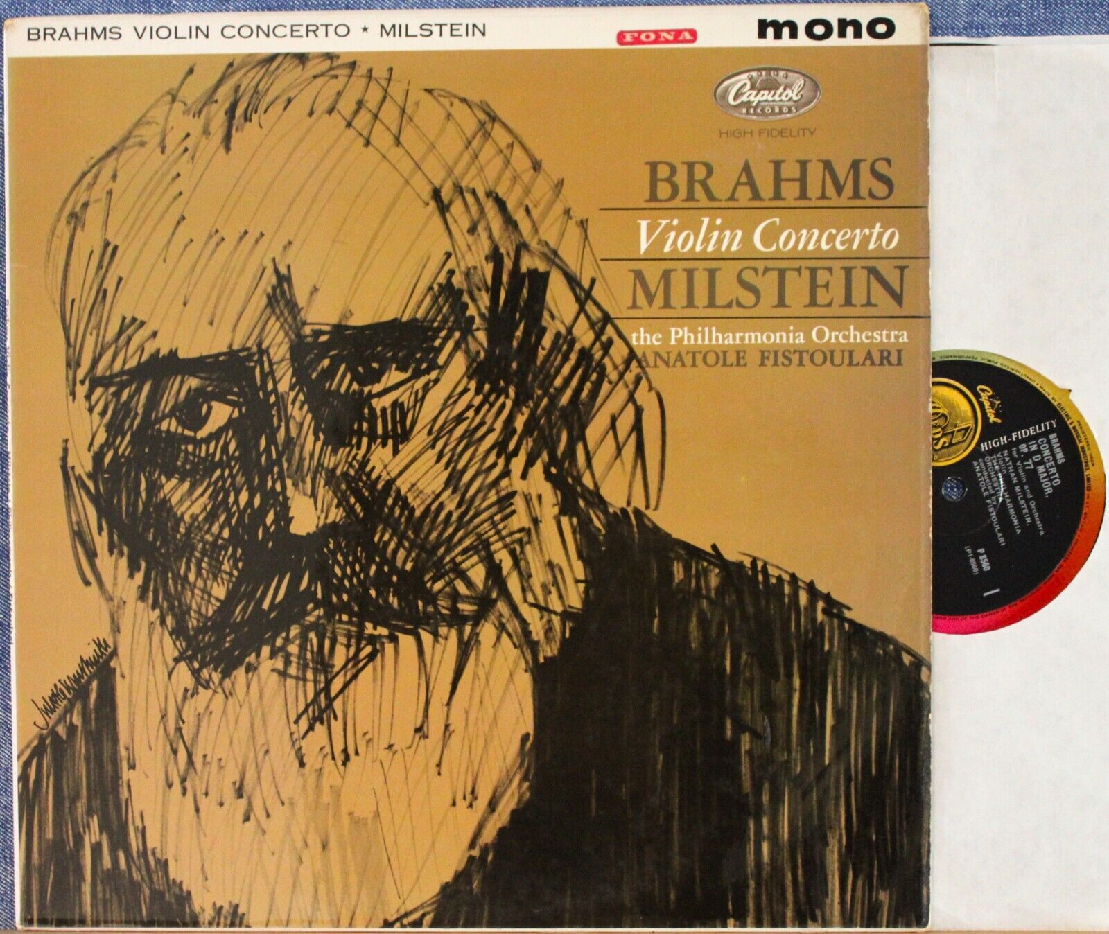 Milstein; Fistoulari Brahms (Violin concerto) Capitol P 8560 NM