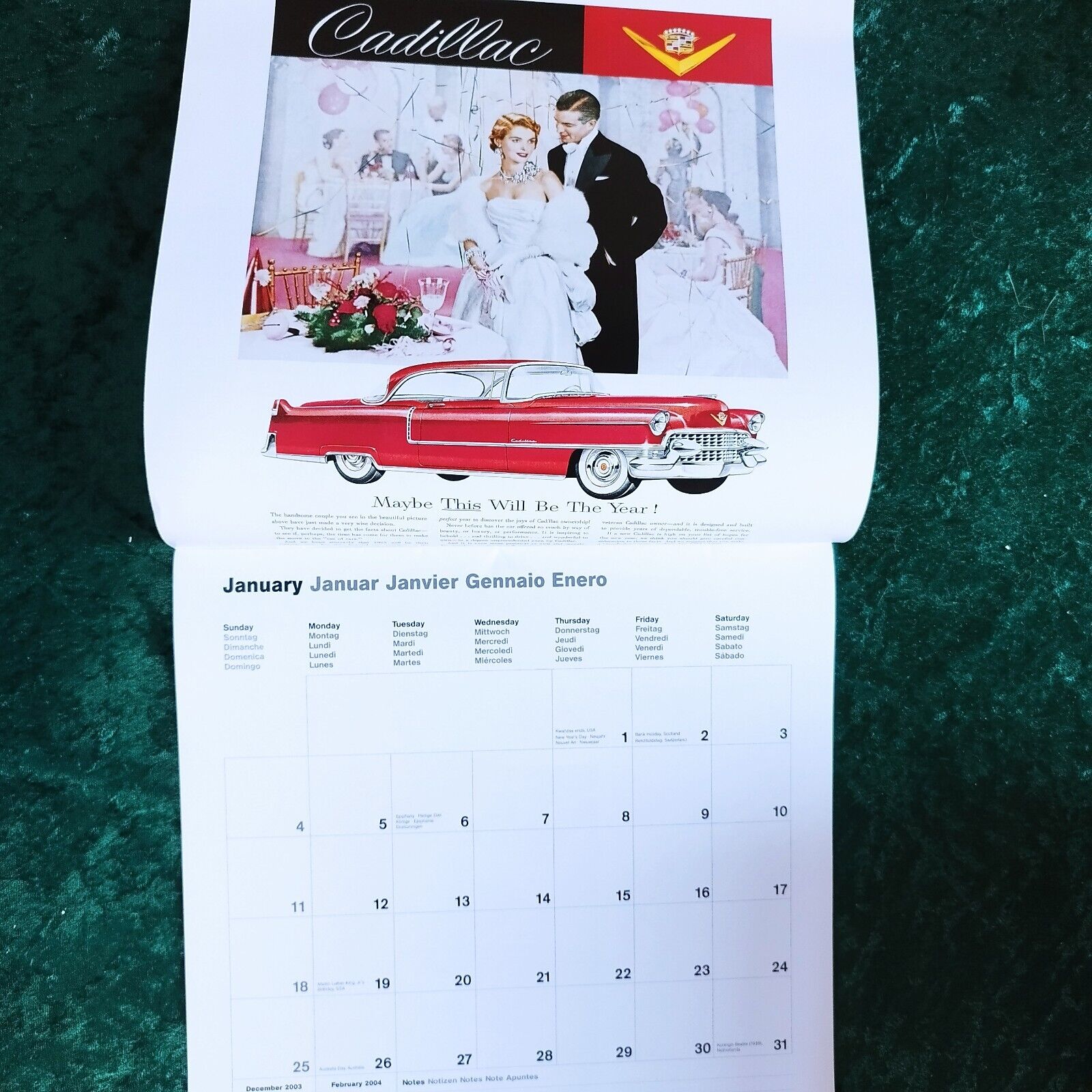 Calendar made by TeNeuss Cadillac Glamour 2004 Fine condition