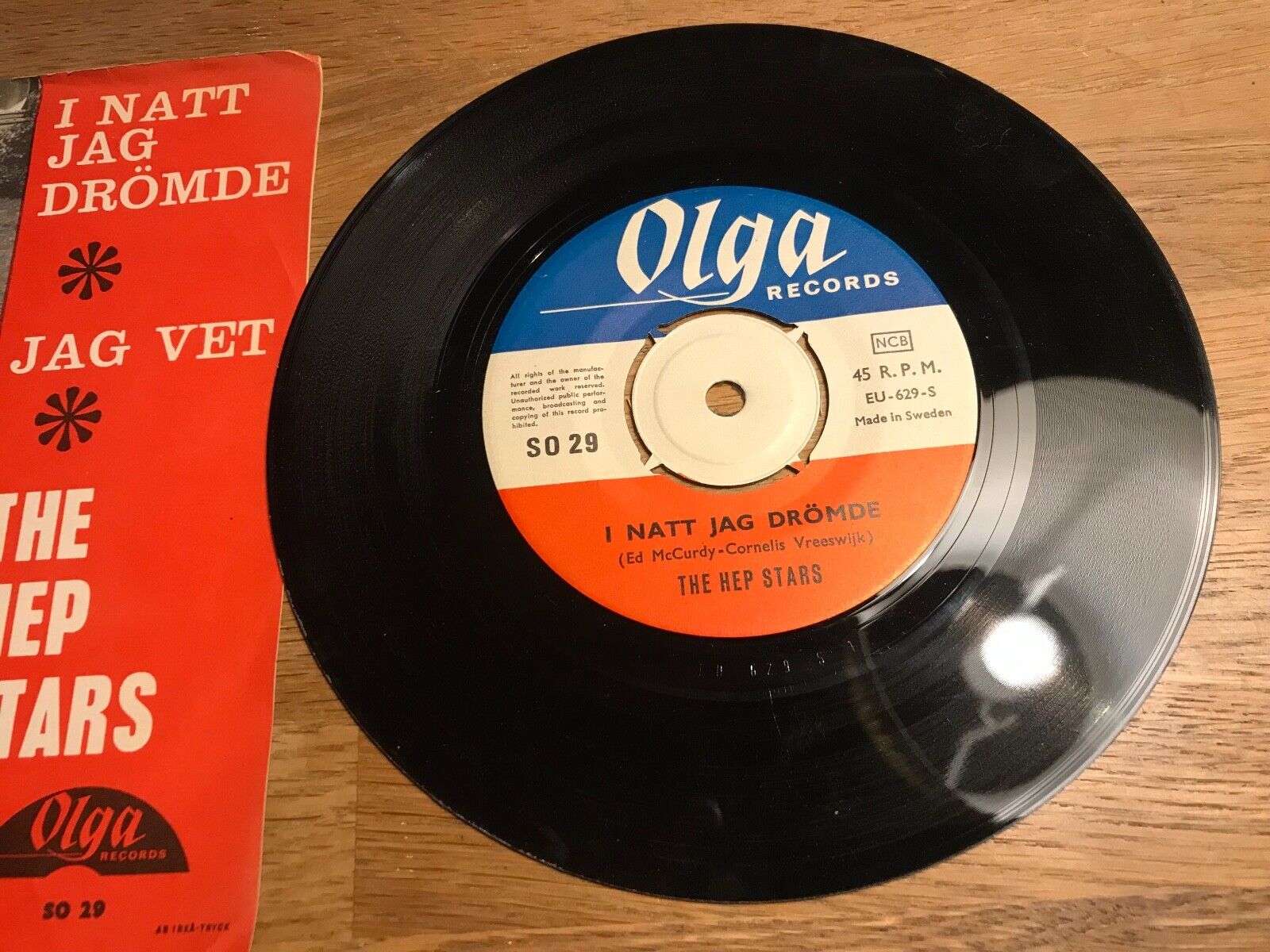 THE HEP STARS "I NATT JAG DRÔMDE/JAG VET" OLGA RECORDS 1960´S SO 29 ABBA SWEDEN