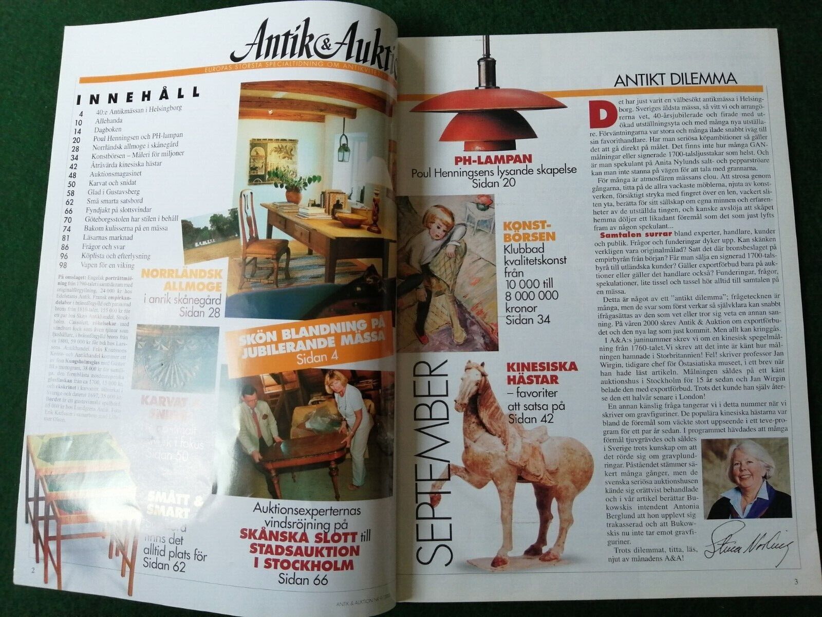 Swedish magazineANTIK  AUKTIONFrom 2002Incl7 page article on PHlamps