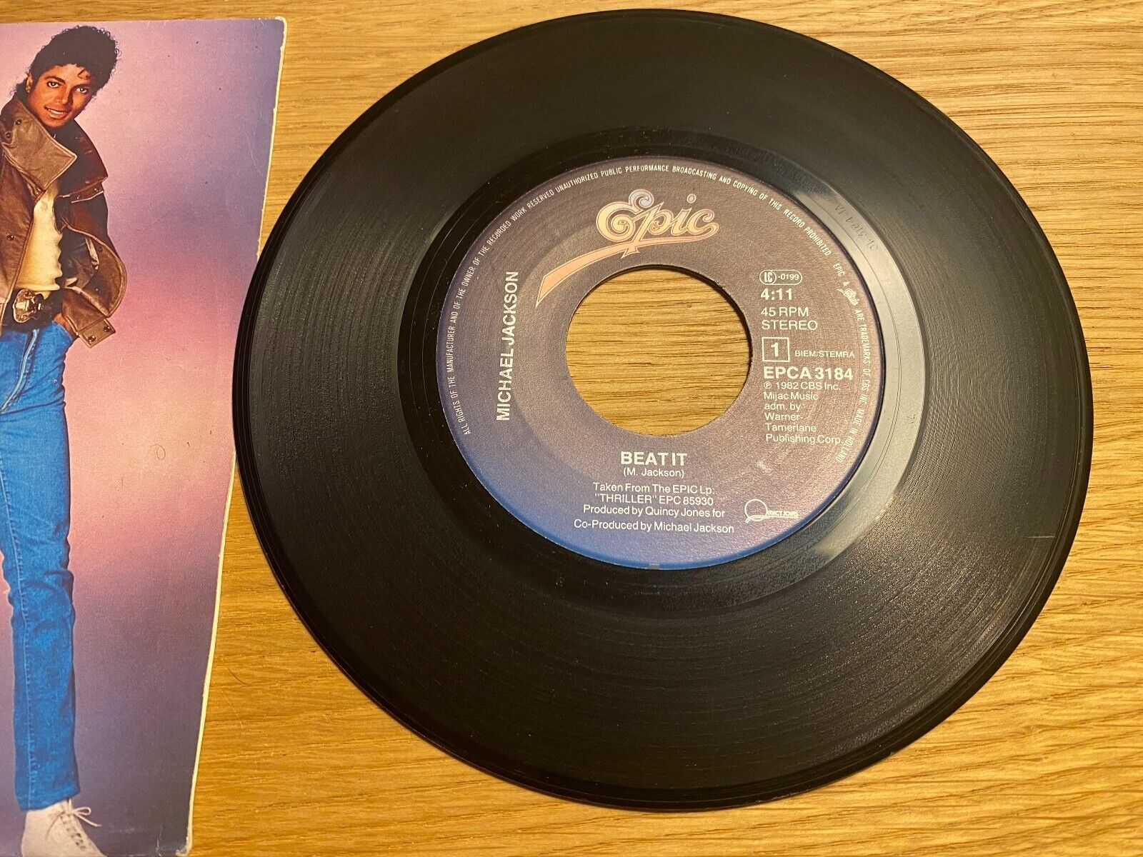 MICHAEL JACKSON "BEAT IT/GET ON THE FLOOR" 1982 DUTCH PRESS SINGLE EPIC RECORDS*