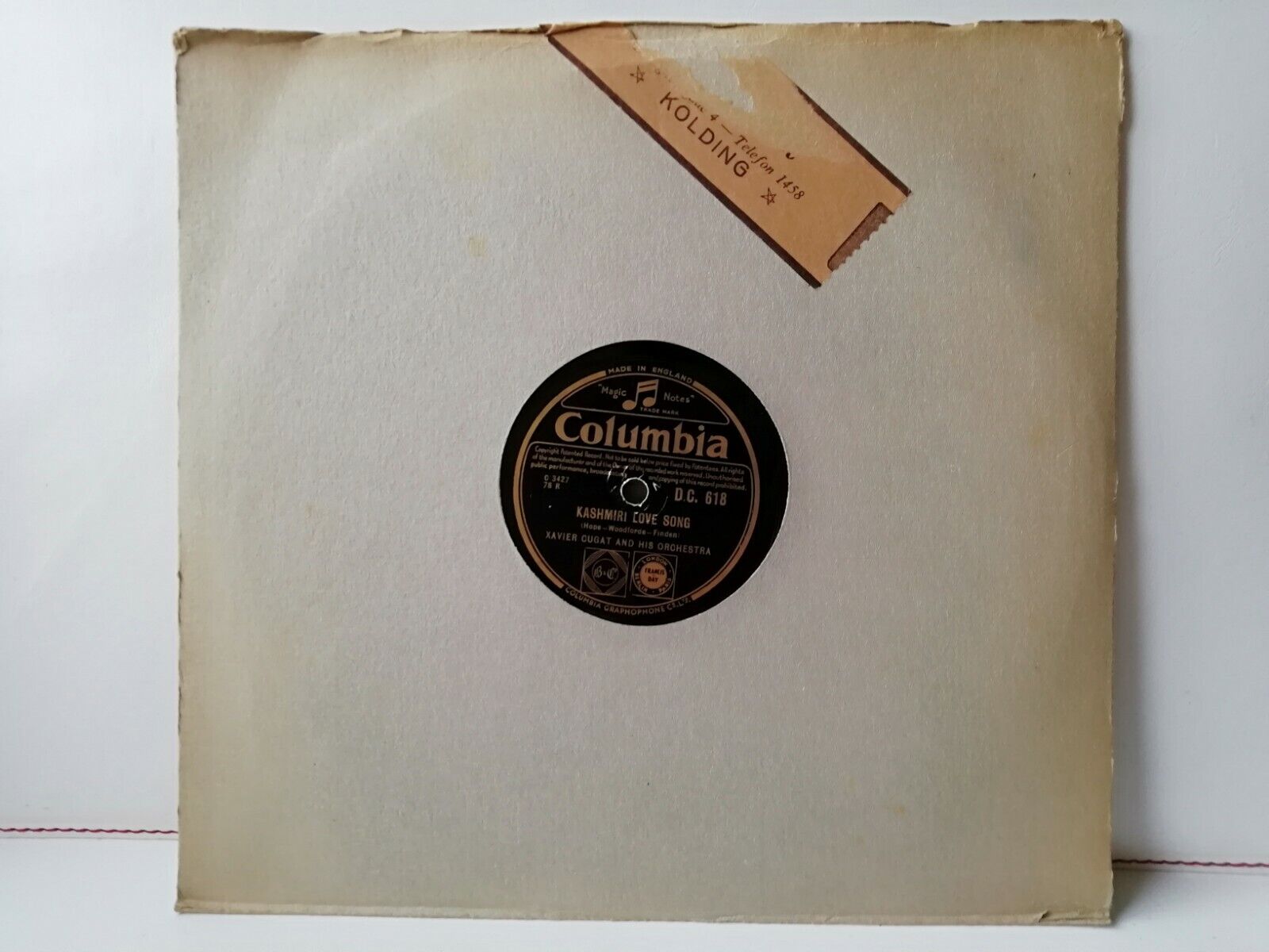 78 rpm record:Xavier CugatKashmiri Love Song/In A Persian Market Columbia DC