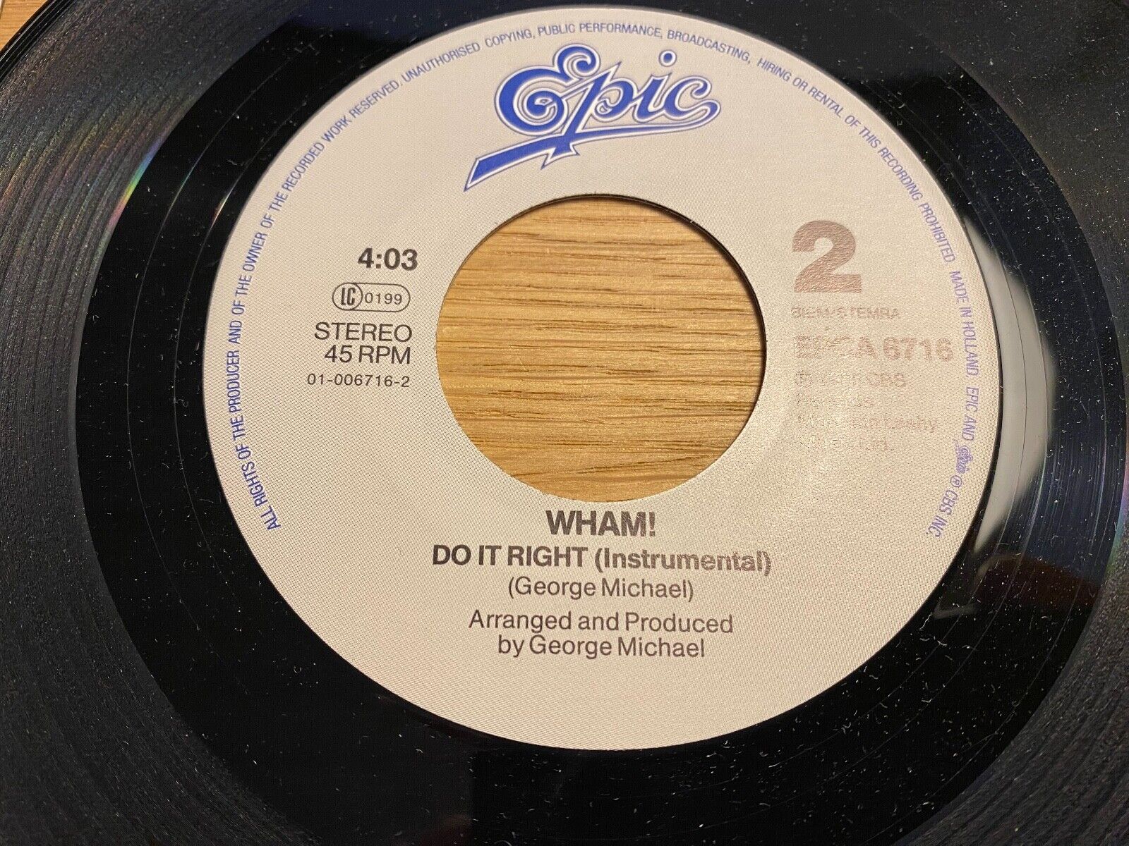 WHAM! / GEORGE MICHAEL "I ´M YOUR MAN / DO IT RIGHT" 1985 EPIC RECORDS HOLLAND*