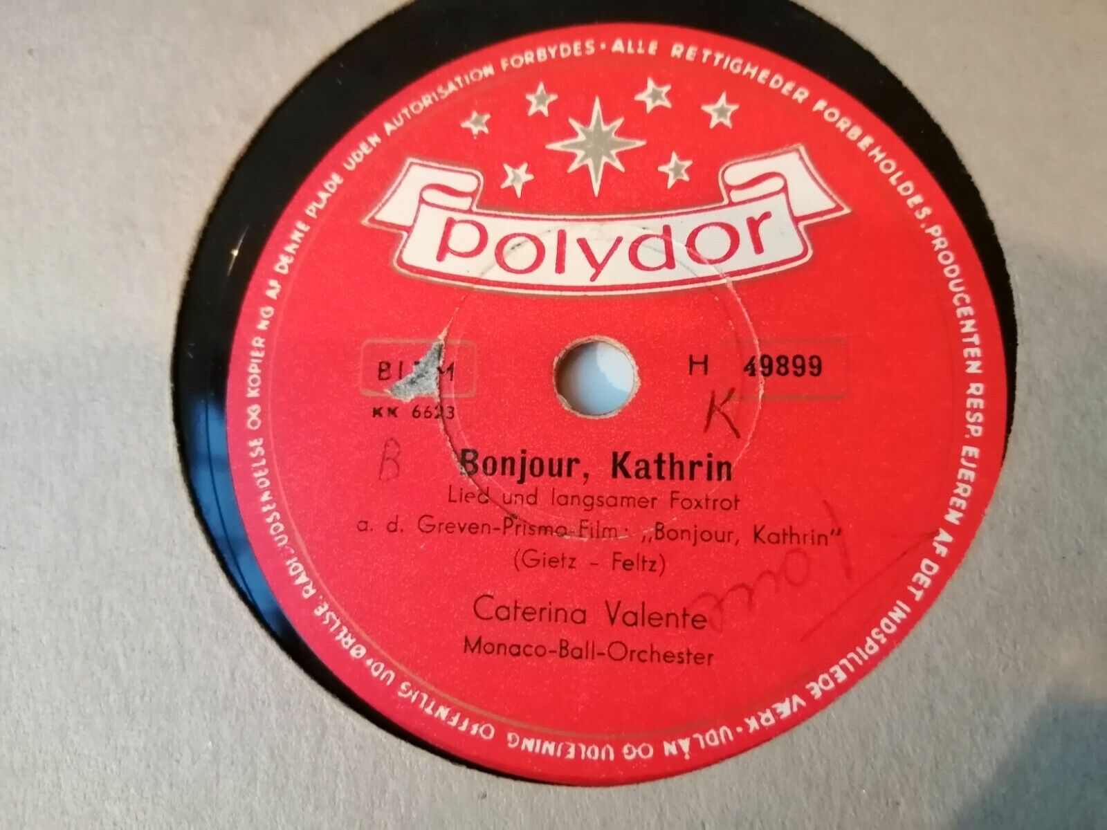 78 RPM  shellacCATERINA VALENTEBonjourKathrin/Kommt Ein Bisschen Mit Nach