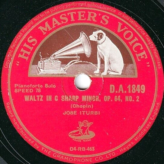 Iturbi Chopin (Waltz op 642; Mazurka op 71) HMV DA 1849 (10") NM(-)