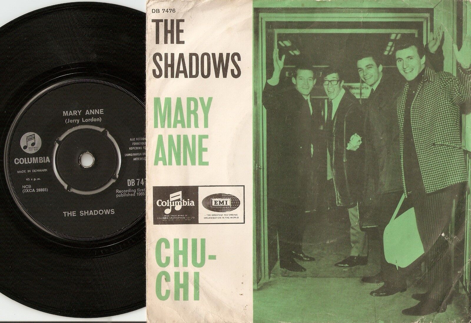 THE SHADOWS MARY ANNE  CHU-CHI DANISH 45+PS 1965 MARVIN WELCH CLIFF RICHARD