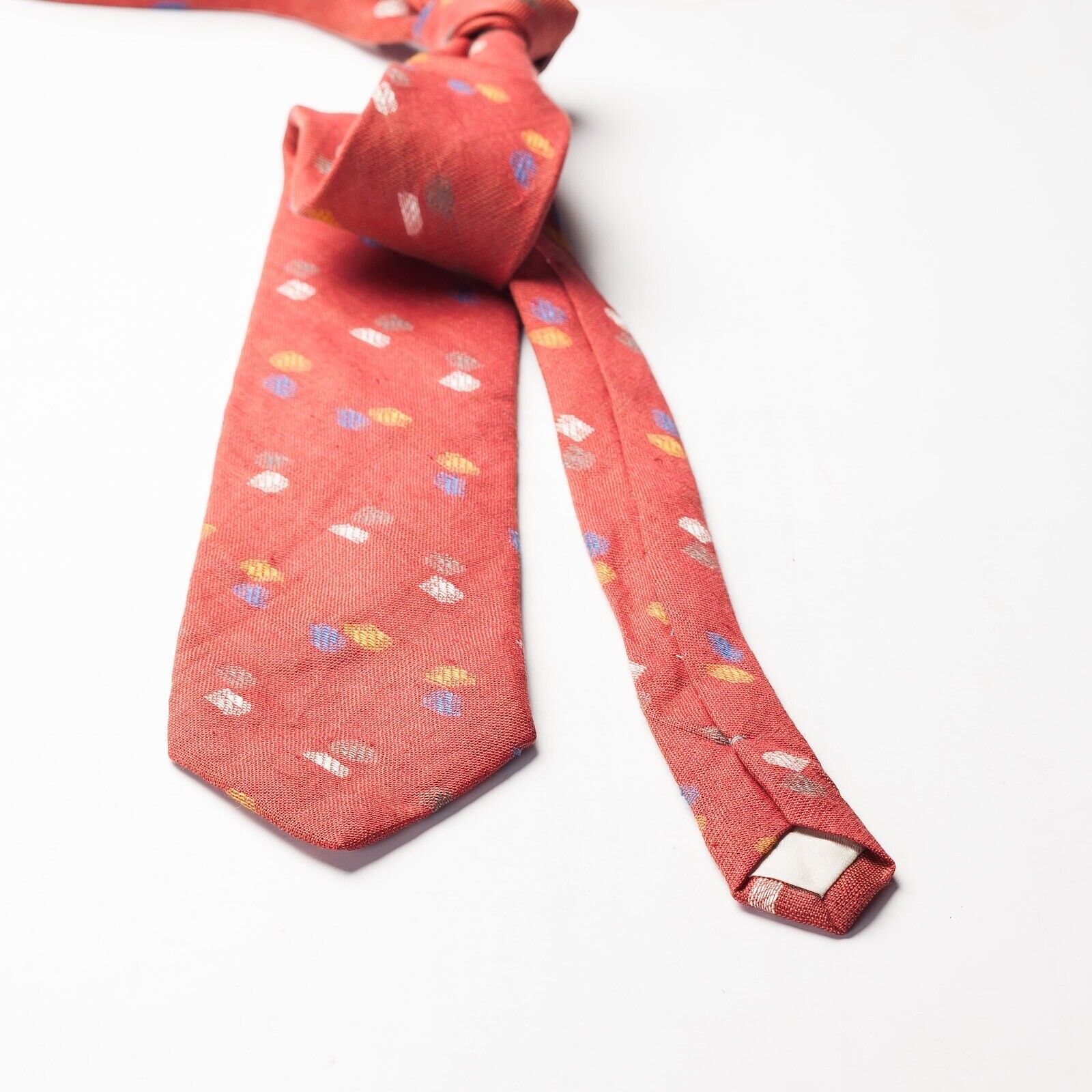 SIMON'S Crimson Red Linen Cotton Tie Italy Made