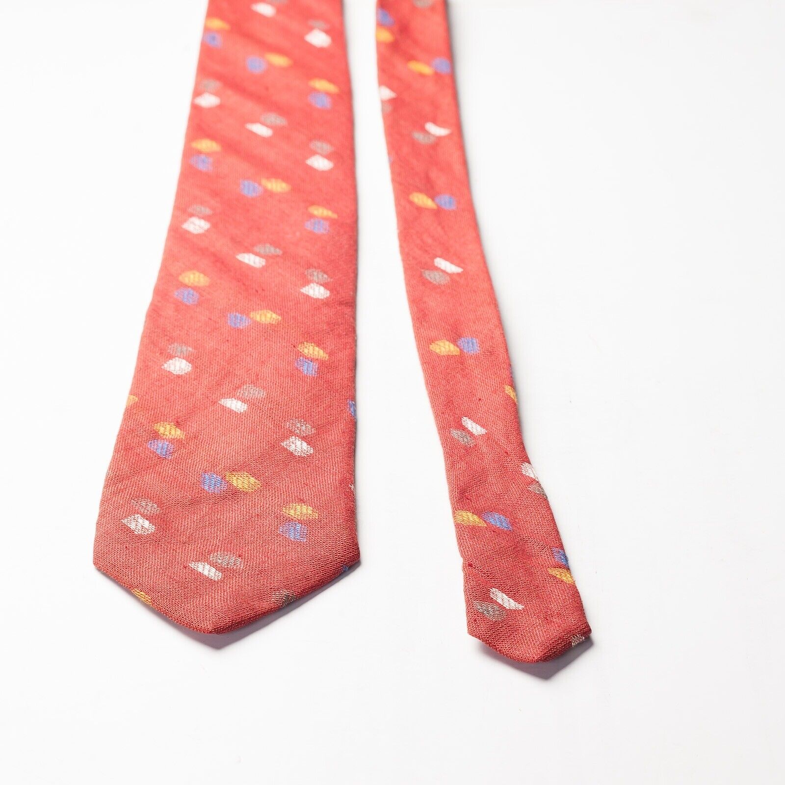 SIMON'S Crimson Red Linen Cotton Tie Italy Made