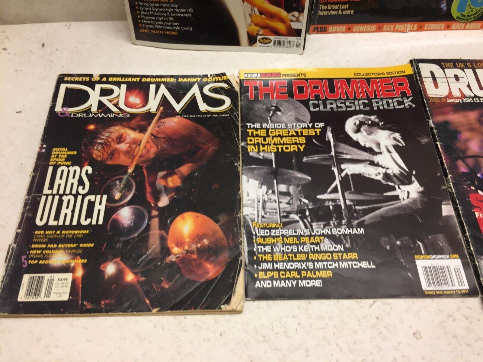 Lot of 5 Pieces Various Guitar + Drummer Magazines Acceptable Condition