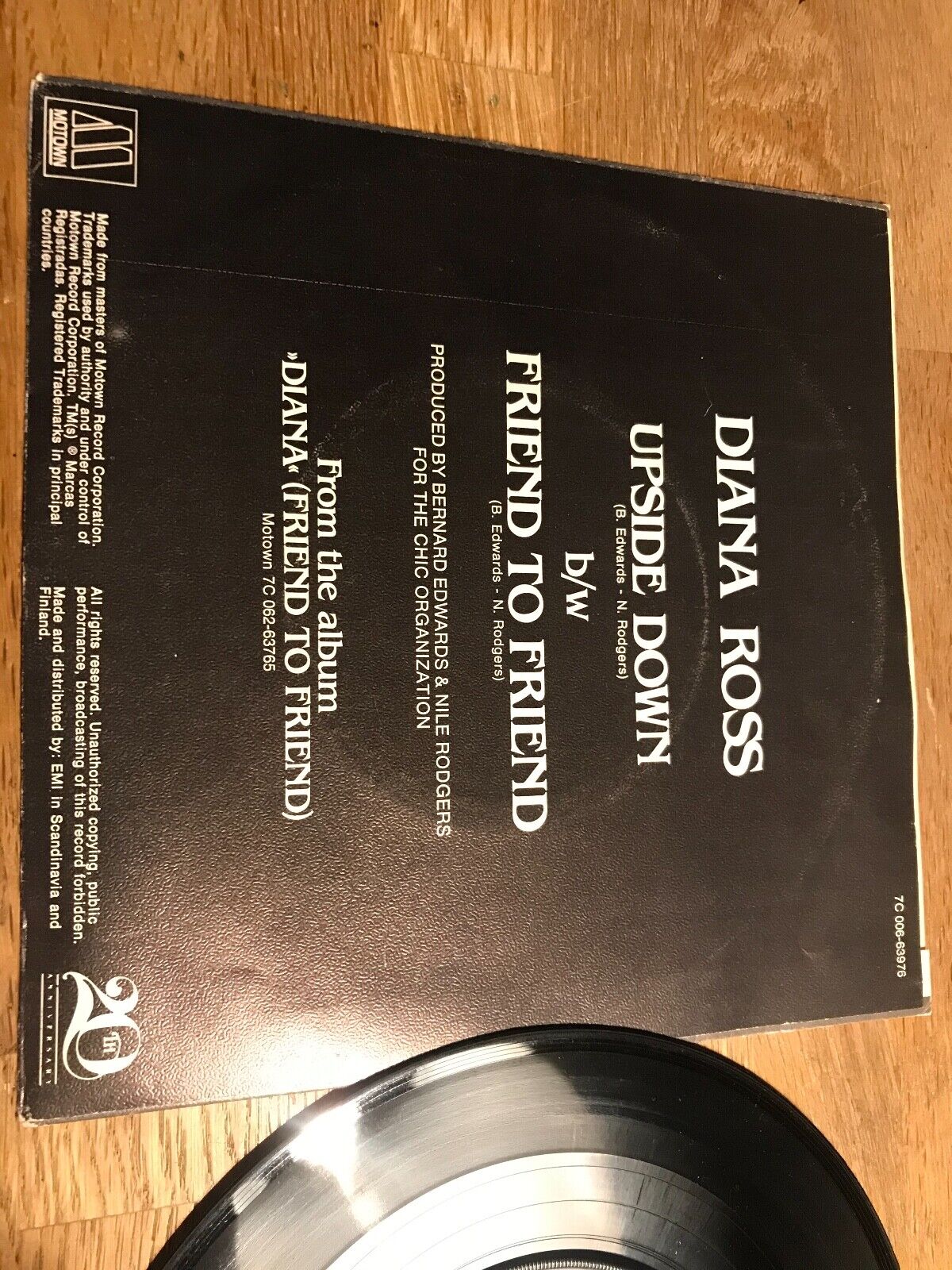 DIANA ROSS "UPSIDE DOWN/FRIEND TO FRIEND" MOTOWN RECORD 1980 SCANDINAVIA PRESSED