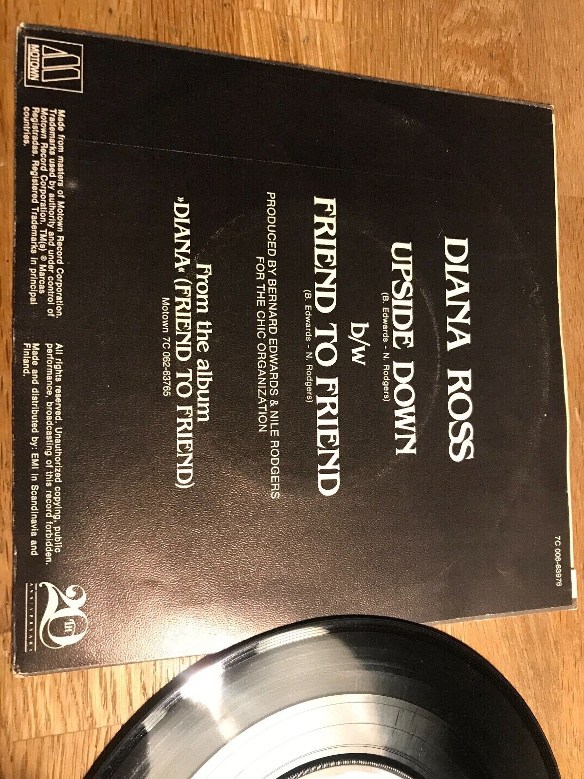 DIANA ROSS "UPSIDE DOWN/FRIEND TO FRIEND" MOTOWN RECORD 1980 SCANDINAVIA PRESSED