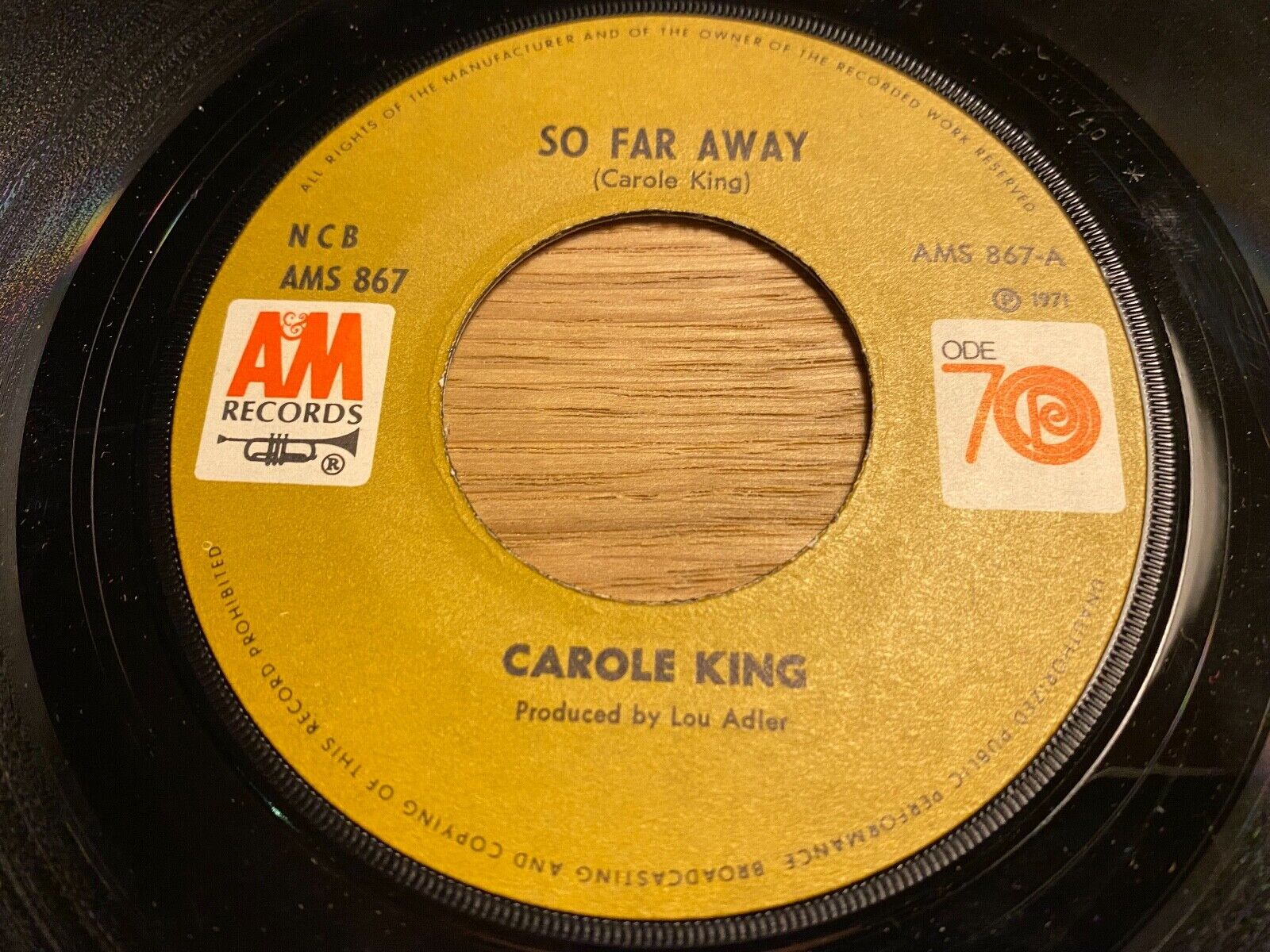 CAROLE KING "SO FAR AWAY / SMACKWATER JACK" 1971 A  M RECORDS NCB DANISH PRESS*