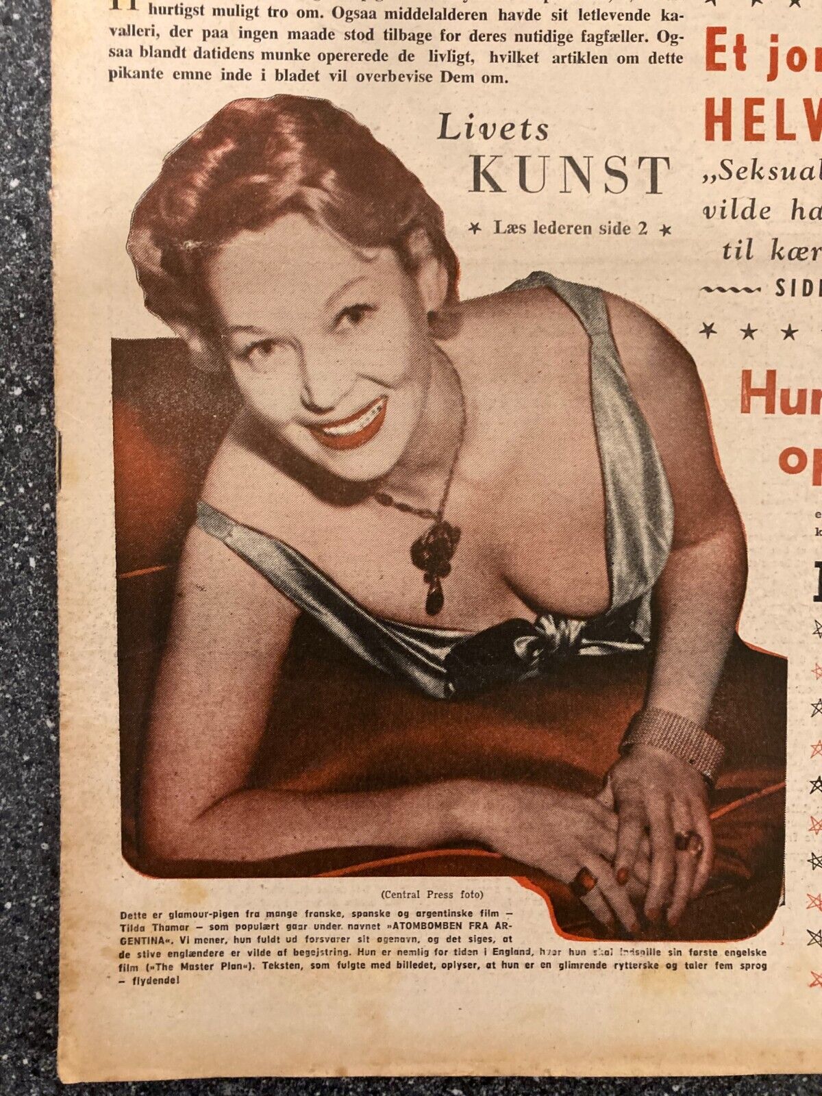 Tilda Thamar Dawn Addams Mel Ferrer Danish Magazine 1955 "Verden Rundt"