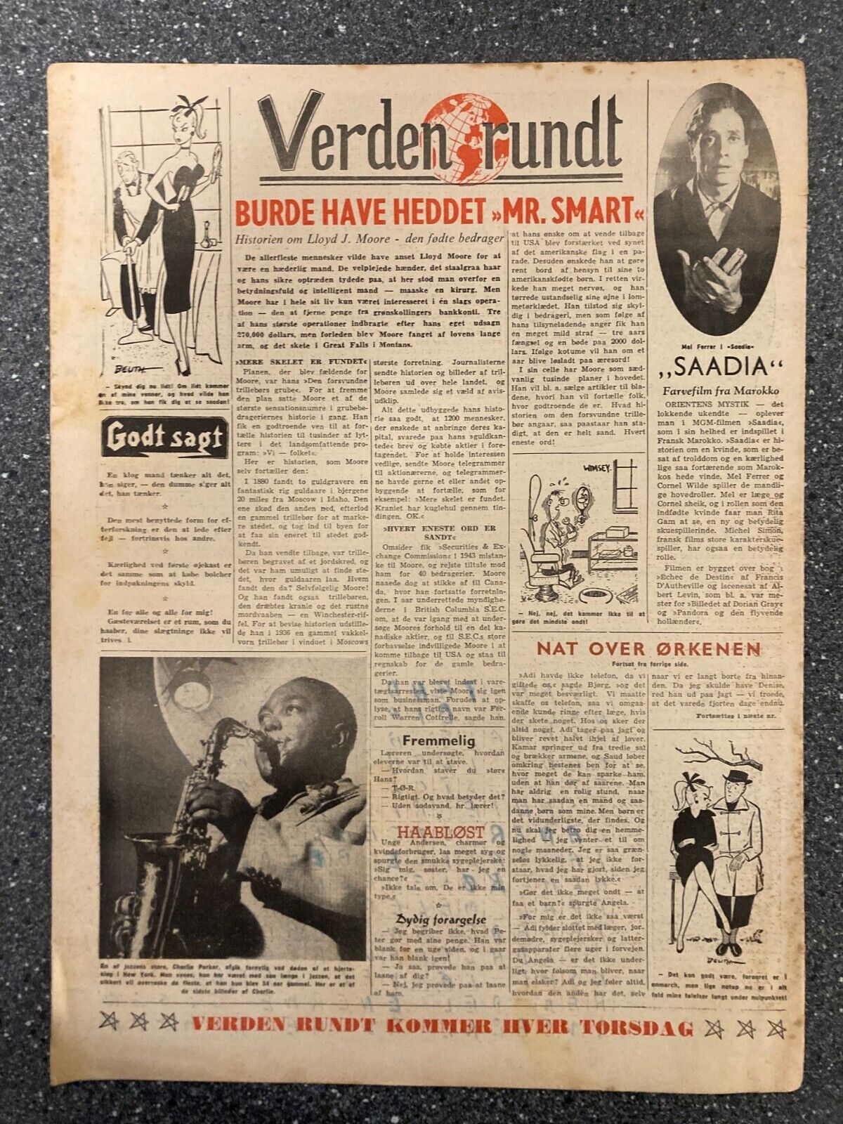 Tilda Thamar Dawn Addams Mel Ferrer Danish Magazine 1955 "Verden Rundt"