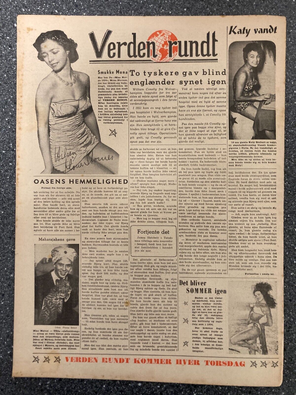 Ann Miller Queen Elizabeth Katy Saubert Danish Magazine 1955 "Verden Rundt"