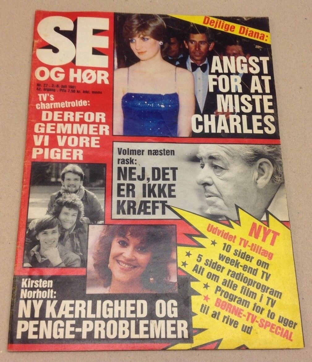 Princess Diana Lady Di Prince Charles Old Vtg Danish Magazine 1981 "Se og Hoer"