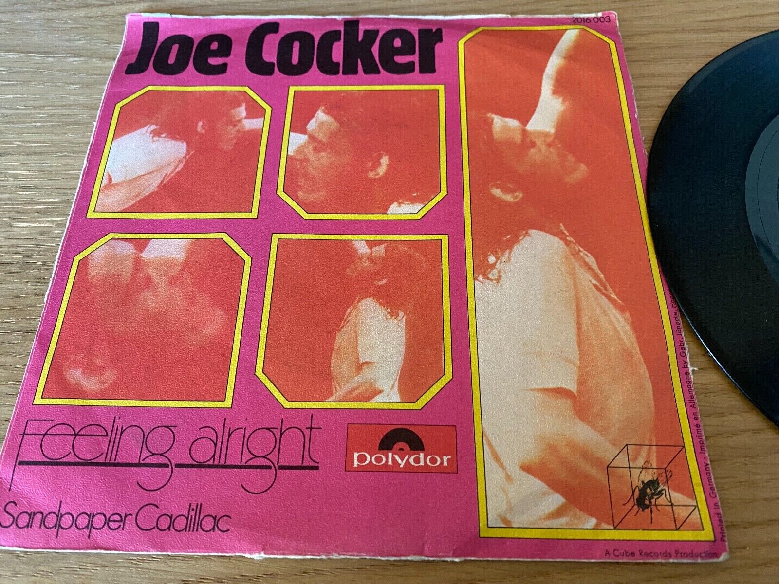 JOE COCKER "FEELING ALRIGHT / SANDPAPER CADILLAC" GEMA POLYDOR RECORDS 7 INCH 45