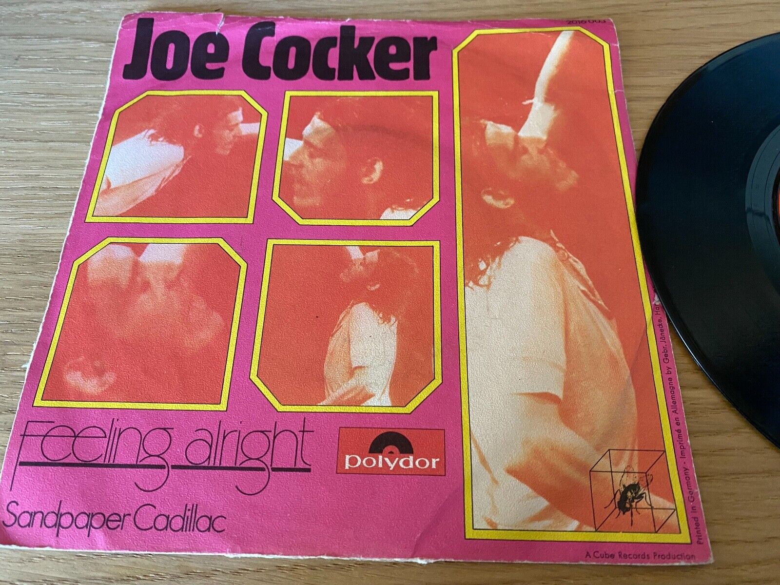 JOE COCKER "FEELING ALRIGHT / SANDPAPER CADILLAC" GEMA POLYDOR RECORDS 7 INCH 45