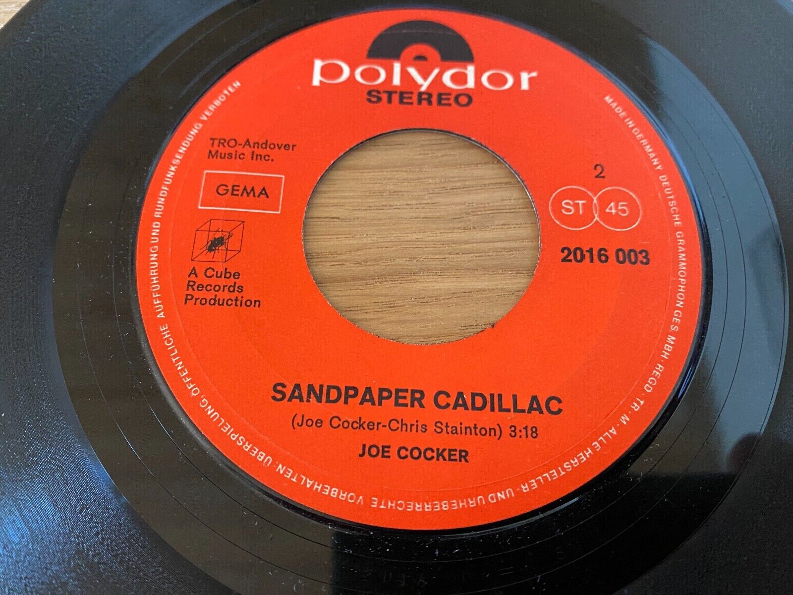 JOE COCKER "FEELING ALRIGHT / SANDPAPER CADILLAC" GEMA POLYDOR RECORDS 7 INCH 45