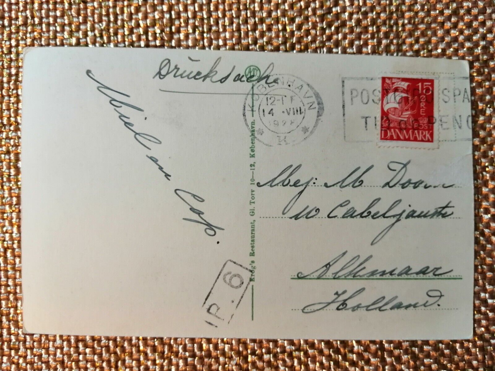 Vintage postcardDenmarkCopenhagenGammeltorvThe Old SquarePosted in 1928