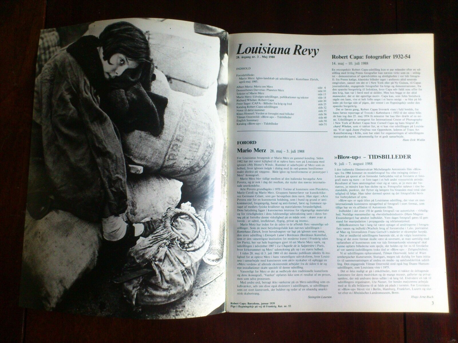 Danish art magazine"Louisiana Revy" 1988Frank Capa photographerMario Merz