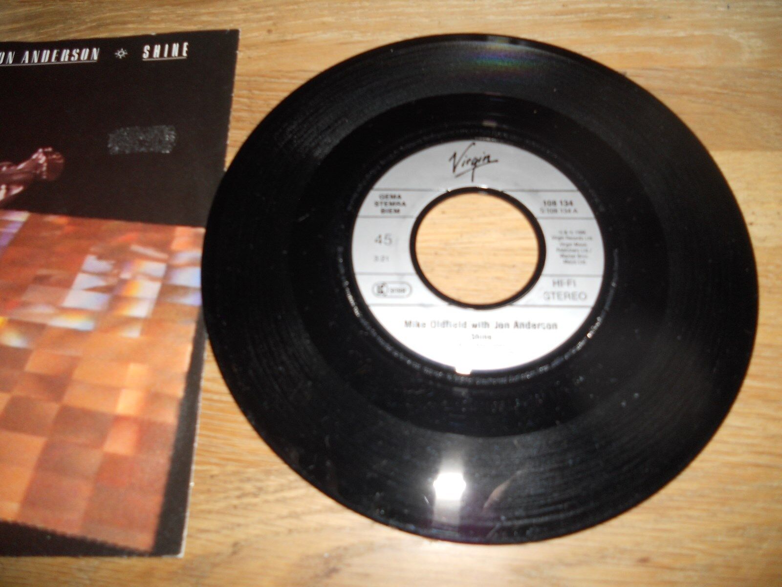 MIKE OLDFIELD  JON ANDERSON "SHINE / THE PATH" 1986 GERMAN 7 INCH SINGLE VIRGIN