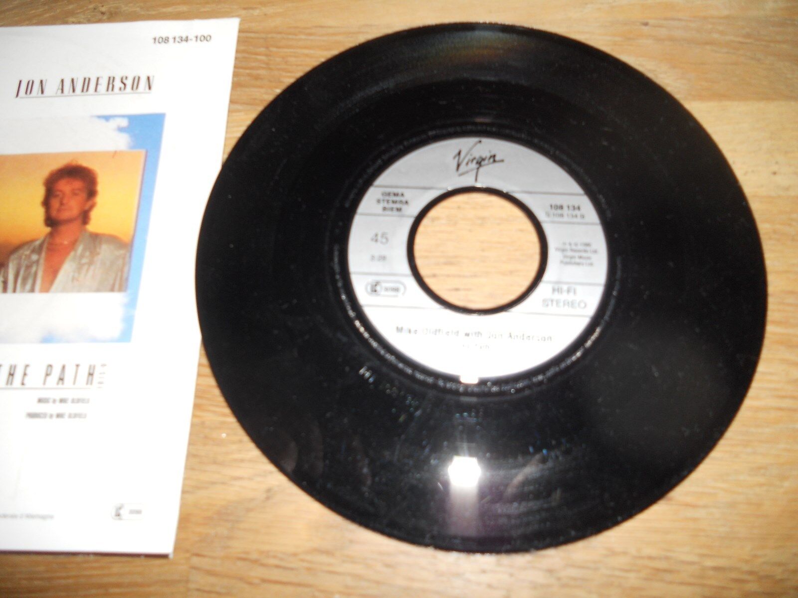 MIKE OLDFIELD  JON ANDERSON "SHINE / THE PATH" 1986 GERMAN 7 INCH SINGLE VIRGIN