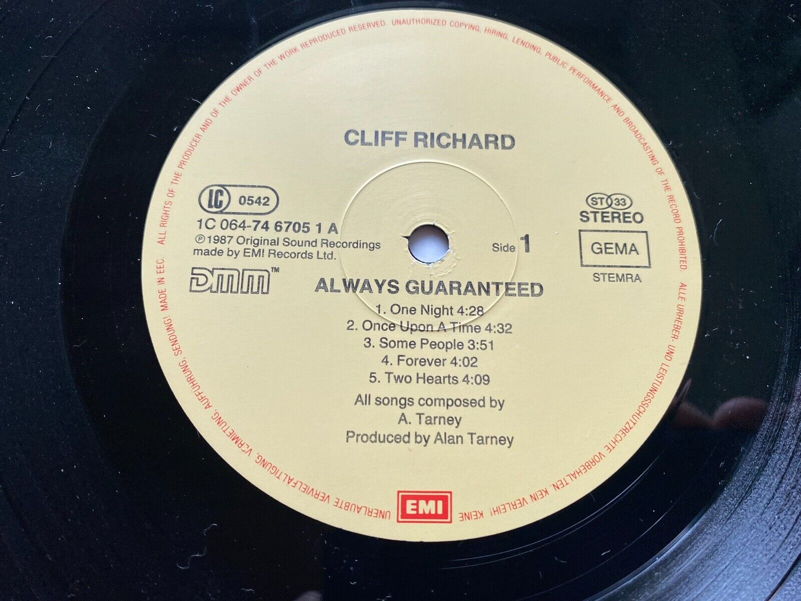 CLIFF RICHARD "ALWAYS GUARANTEED" DMM 1987 PRESS VINYL LP 10 SONG DIGITAL MASTER