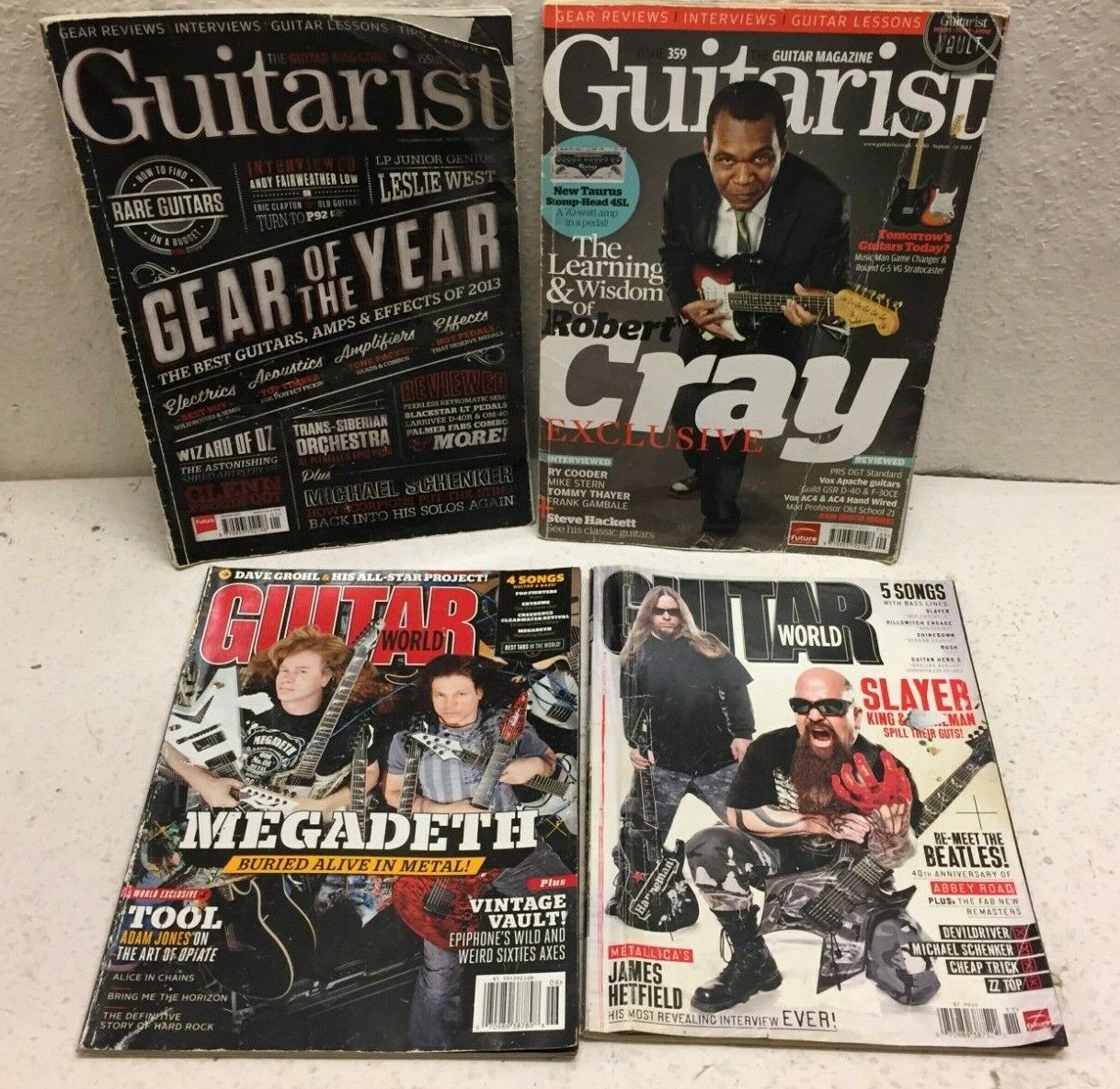 Lot of 4 Pieces Guitarist + Guitar World Magazines Acceptable Condition