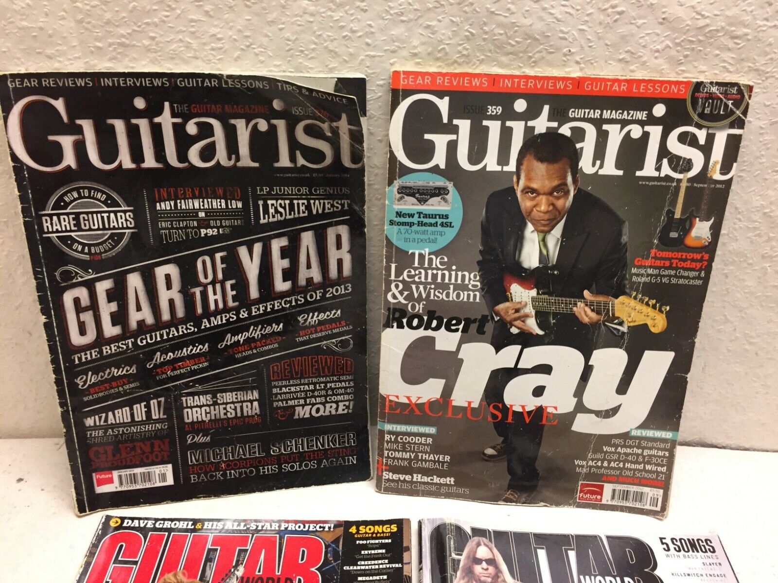 Lot of 4 Pieces Guitarist + Guitar World Magazines Acceptable Condition