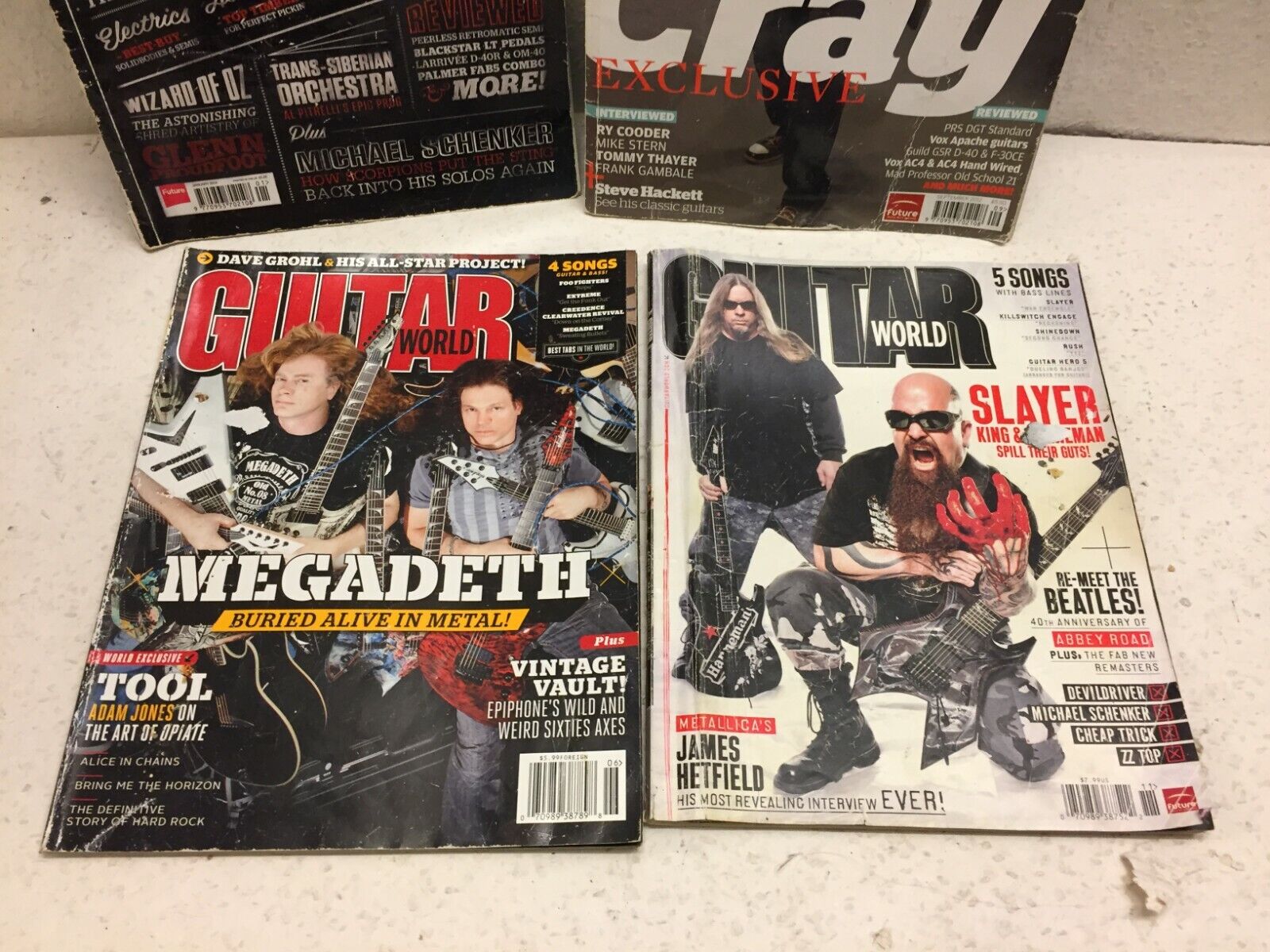 Lot of 4 Pieces Guitarist + Guitar World Magazines Acceptable Condition