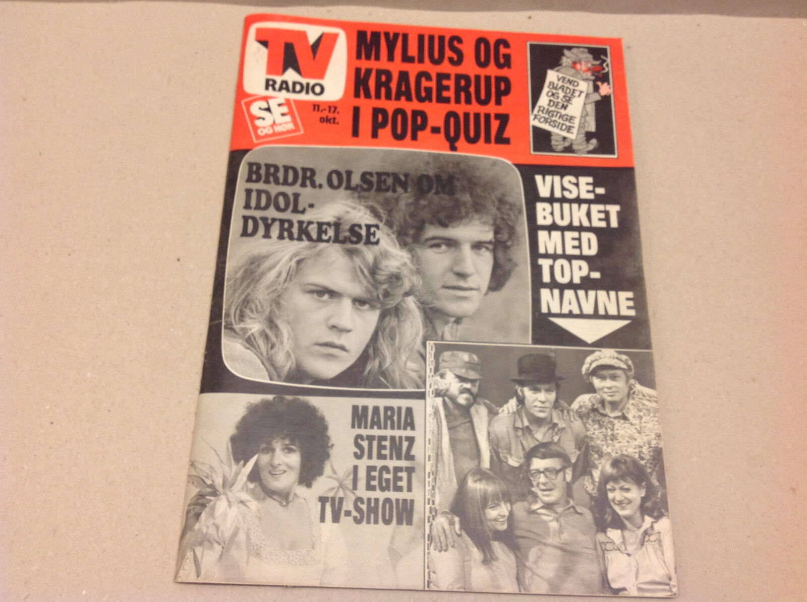 TONY CURTIS KIRSTEN WALTHER INTERVIEW FRONT COVER VINTAGE Danish Magazine 1974