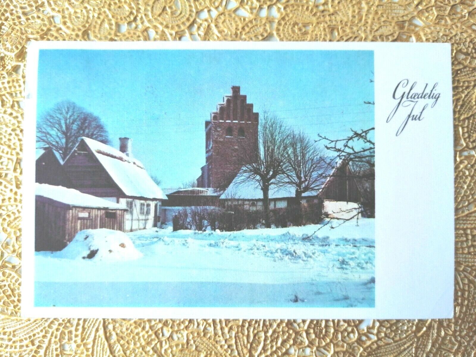 Vintage and collectible Danish Christmas card.Posted in 1968.. ( No. 7 O )