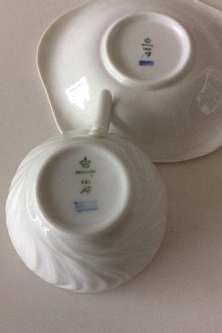 Royal Copenhagen White Triton Tea Cup / Large Coffee Cup and Saucer No 14194 /.